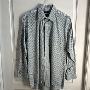 Kirkland Men's Green Check Button-Down Shirt-16.5/ 32-33